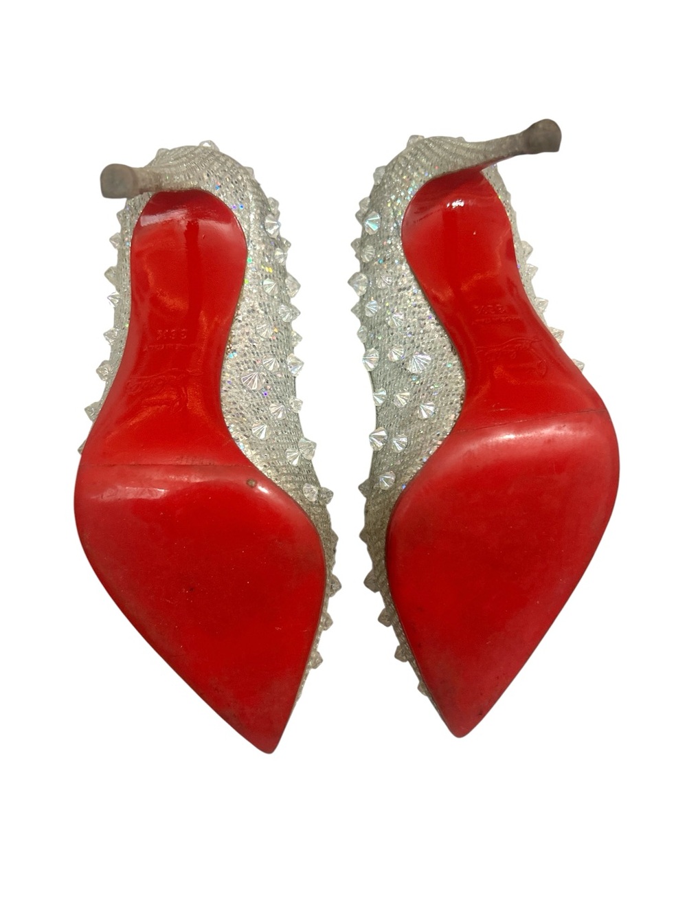Christian Louboutin Spiked Aurora Crystal Stud Red Bottom Pumps Heels - Picture 7 of 8